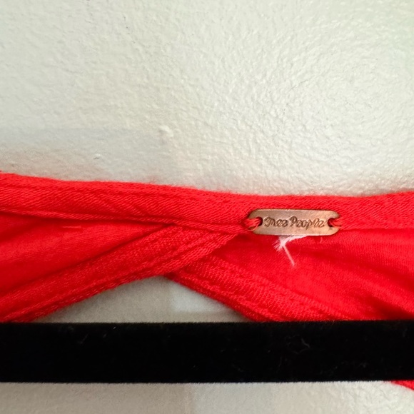 Free People Red Embroidered Boho Tunic Dress Peasant Flowy Romantic Cottagecore - Picture 4 of 7